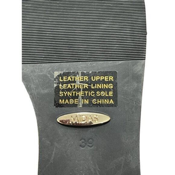 Midas Black‎ Leather Sandals With Silver Metal Ankle Strap Size 39-8 - Picture 5 of 16